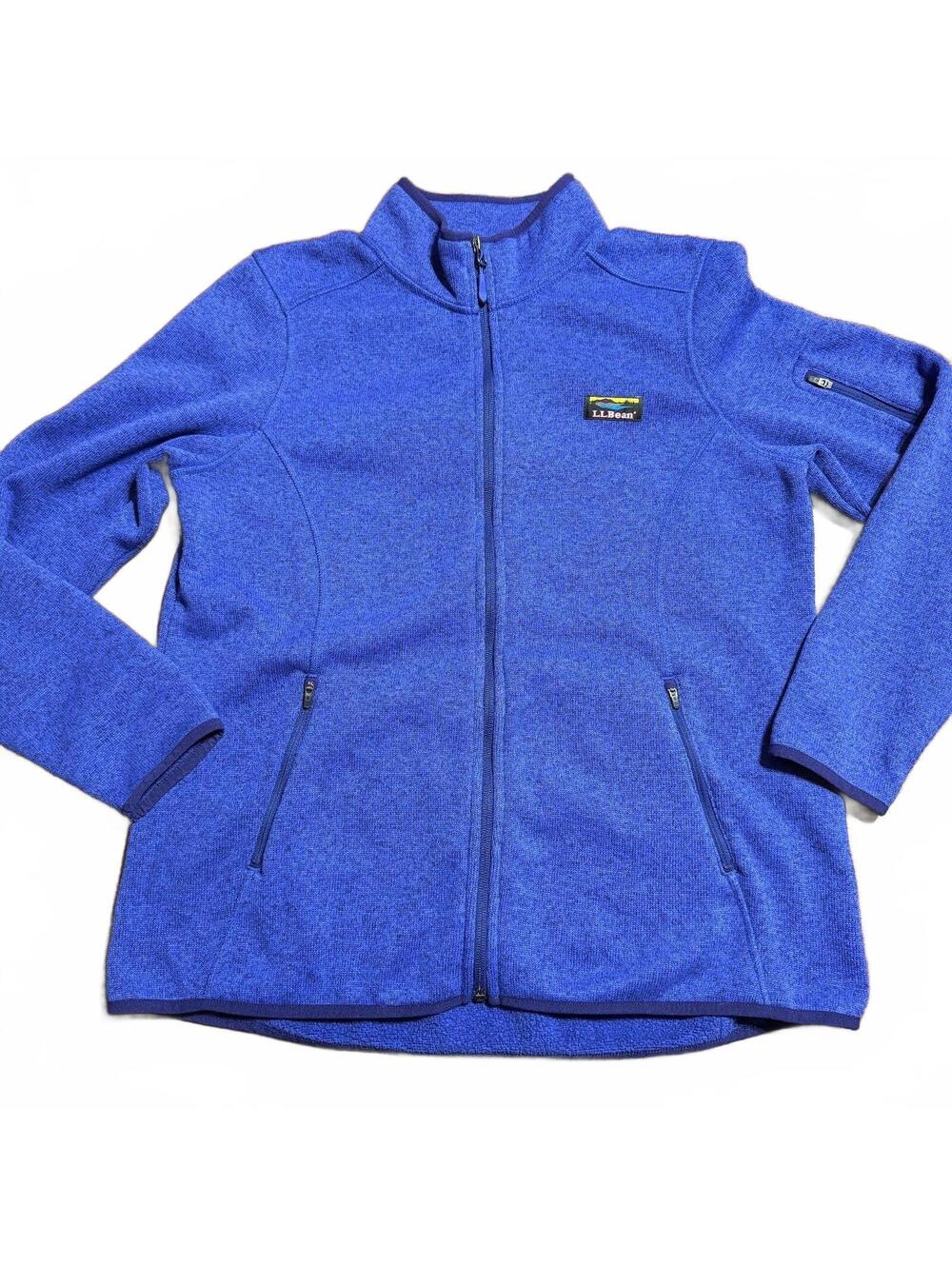 LL Bean Womens Full Zip Fleece Jacket XL Full Zip Sweater Cobalt Blue 504888